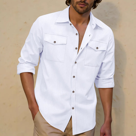 Mens Casual Lapel Loose-fit Versatile Shirt