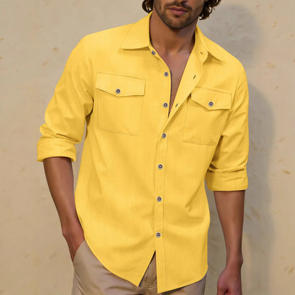 Mens Casual Lapel Loose-fit Versatile Shirt