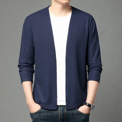 Mens Casual Solid-color Cardigan Jacket