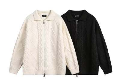 Casual V-neck Knitted Sweater Mens Coat
