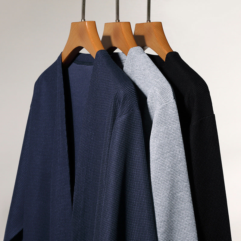 Mens Casual Solid-color Cardigan Jacket
