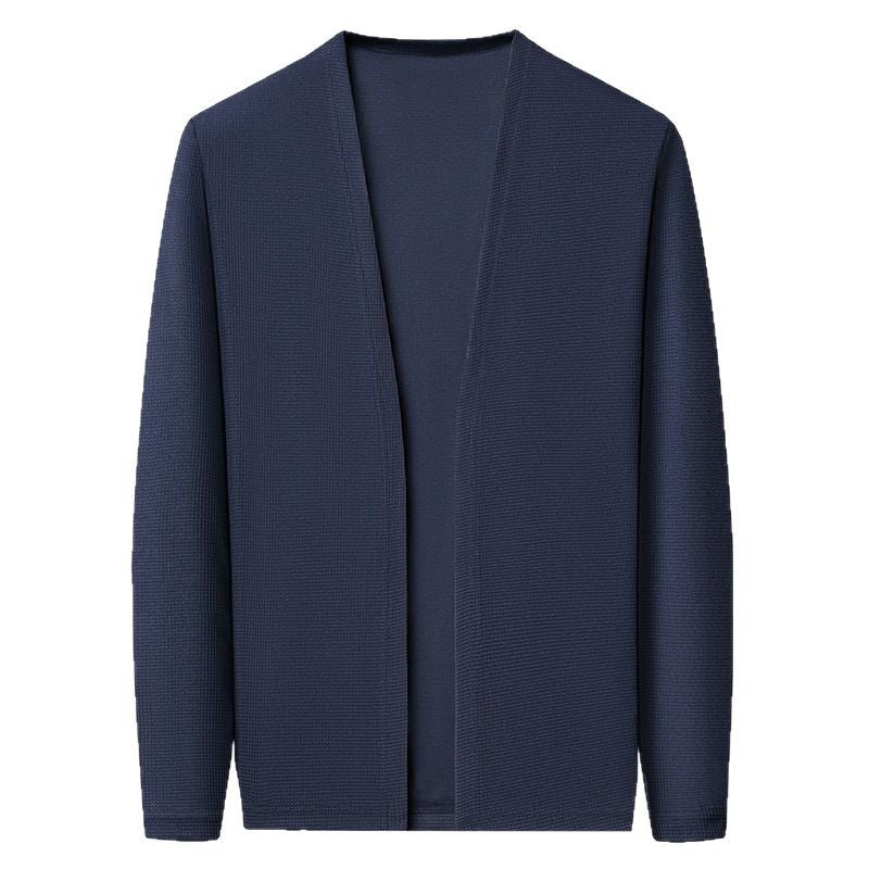 Mens Casual Solid-color Cardigan Jacket