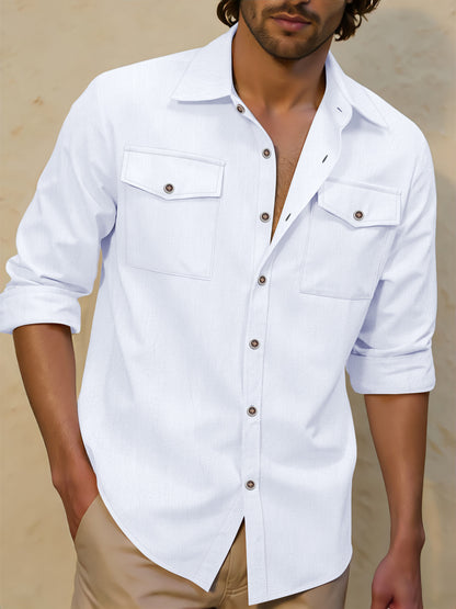 Mens Casual Lapel Loose-fit Versatile Shirt