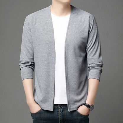 Mens Casual Solid-color Cardigan Jacket