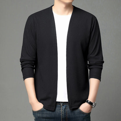 Mens Casual Solid-color Cardigan Jacket