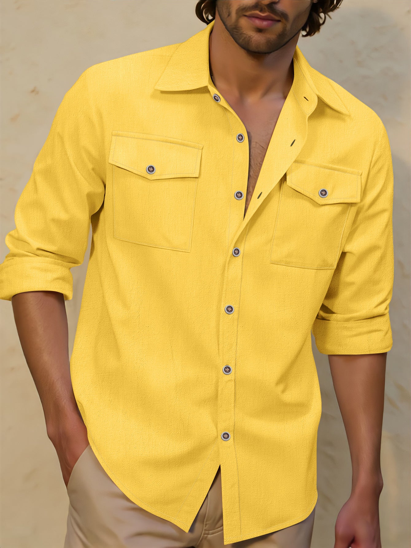 Mens Casual Lapel Loose-fit Versatile Shirt