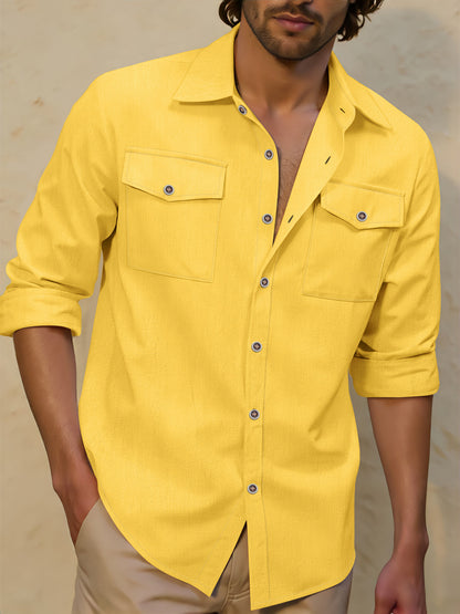 Mens Casual Lapel Loose-fit Versatile Shirt